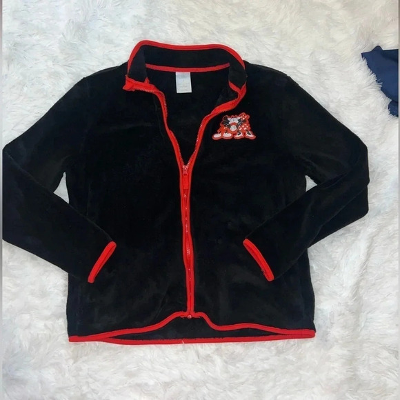 Disney Mickey Mouse and Minnie Mouse Kissing Fleece Zip Up Jacket size Medium - Picture 2 of 4